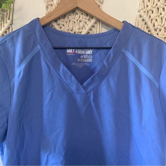 GREY’S ANATOMY By Barco Impact Elevate V Neck Scrub Top Ciel Blue Size Large - Picture 4 of 12